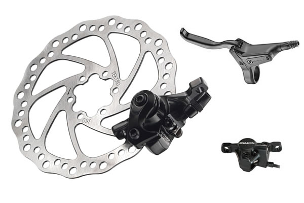 tres piezas de que consisten los brenos de una bici electrica