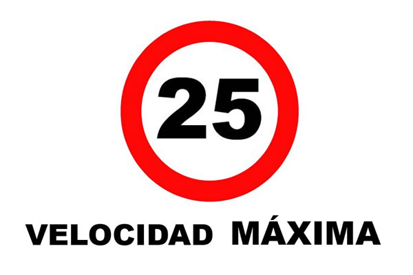 señal de velocidad maxima de 25 km por hora